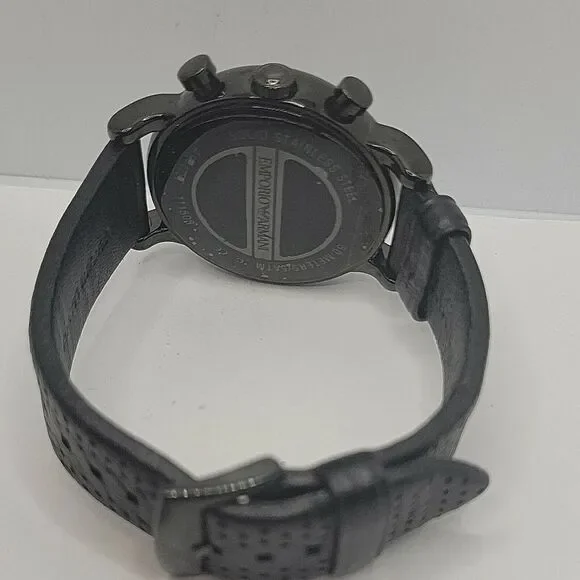 ARMANI AR1737 Men's Black Leather ​Analog Dial Quartz Genuine Wrist Watch BC565